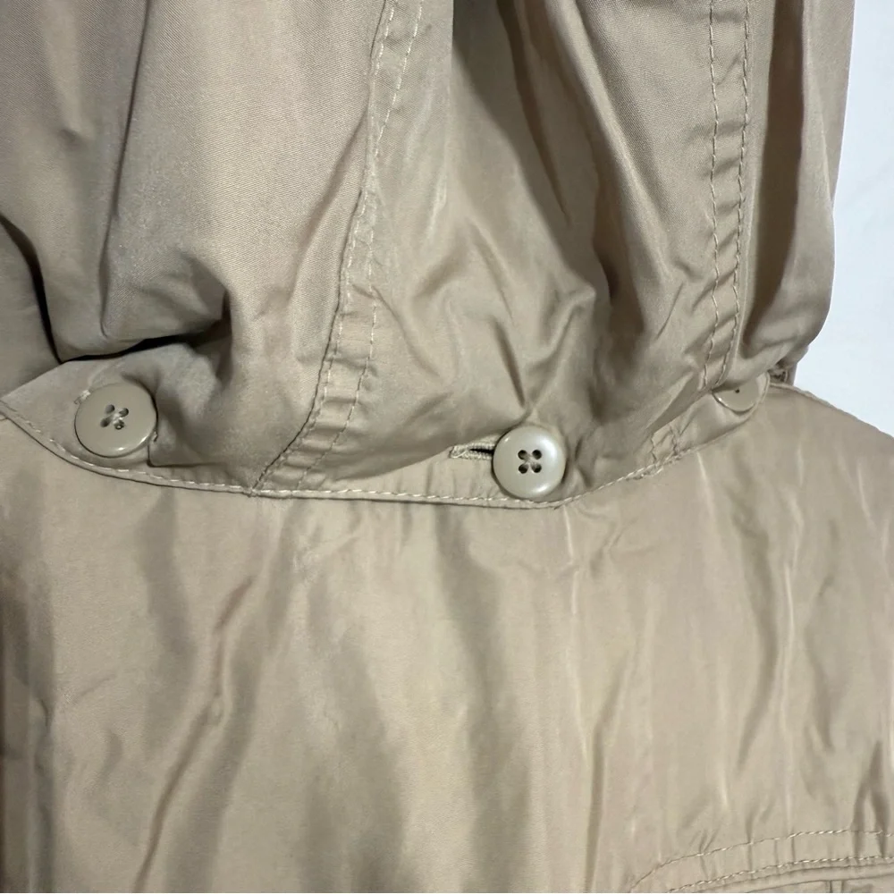 Girls Beige Trench Coat with Belted Waist Button Closure Removable Hood Size 7/8